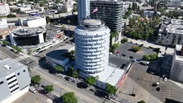Capitol Records Los Angeles Califórnia Estados Unidos Hollywood Boulevard Scenery — Vídeo de Stock