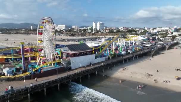 Kaliforniya Los Angeles Taki Santa Monica Skelesi Renkli Lunapark Skelesi — Stok video