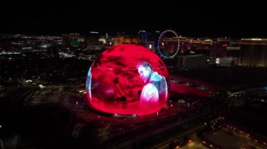 Nevada 'da Las Vegas' ta Sphere. Meşhur Gece Manzarası. Eğlence Mekanı. Nevada 'da Las Vegas' ta Küre.