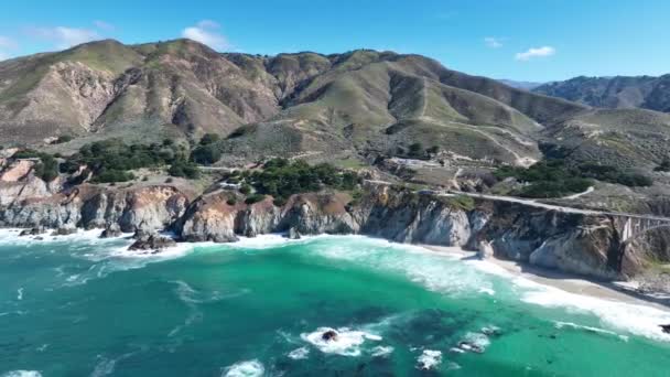 Pobřežní Prostředí Dálnici Kalifornii Spojené Státy Historic Road Trip Coastal — Stock video