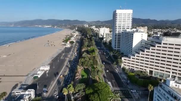 Santa Monica Los Angeles Kalifornii Stany Zjednoczone Krajobraz Wybrzeża Miejski — Wideo stockowe