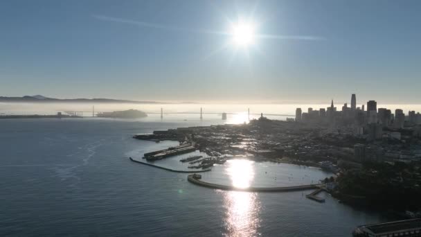 Sunrise City Bei San Francisco Kalifornien Vereinigte Staaten Megalopolis Innenstadt — Stockvideo