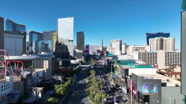 Las Vegas Strip Nevada Las Vegas Ünlü Tema Şehri Manzarası — Stok video