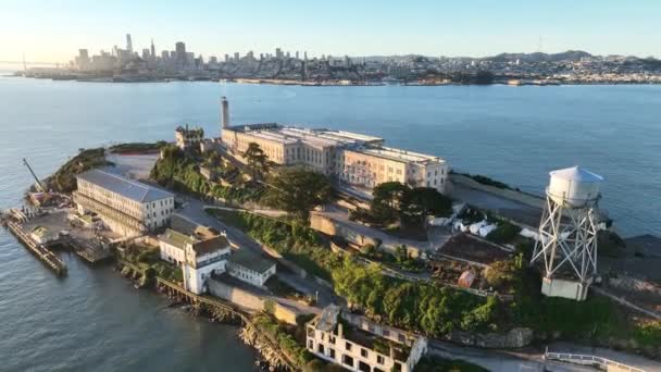 Alcatraz Island San Francisco Californie États Unis Downtown City Skyline — Video