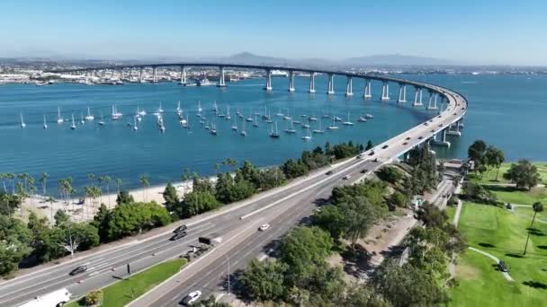 Conorado Bay Bridge San Diego Califórnia Estados Unidos Cidade Centro — Vídeo de Stock