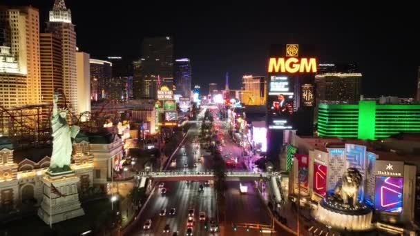 Лас Вегас Стрип Лас Вегасе Неваде Соединенные Штаты Известный Ночной — стоковое видео