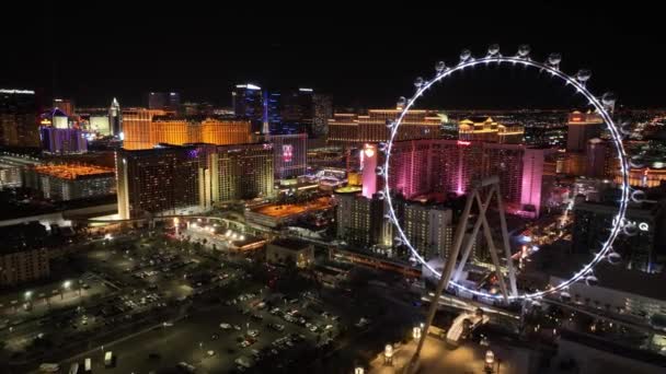 Nevada Las Vegas Yüksek Bahisçi Meşhur Gece Manzarası Eğlence Mekanı — Stok video
