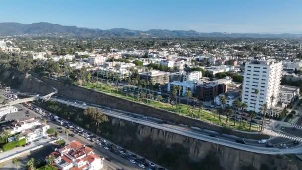 Santa Monica Los Angeles Kalifornien Landskap Längs Kusten Stadsbilden Centrum — Stockvideo