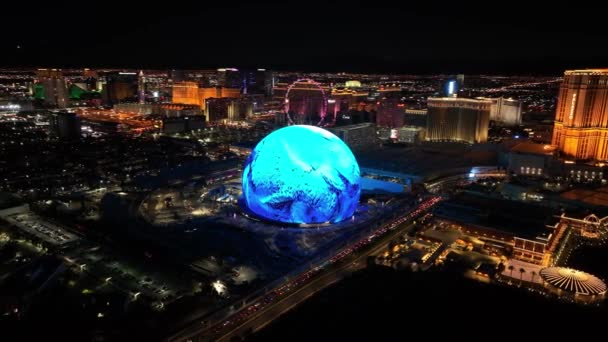 Sfera Las Vegas Nevada Statele Unite Ale Americii Peisaj Noapte — Videoclip de stoc