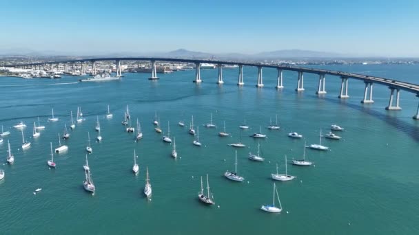 Conorado Bay Bridge San Diego Califórnia Estados Unidos Famosa Coast — Vídeo de Stock