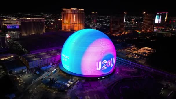 Sphere Las Vegas Nevada Verenigde Staten Beroemd Nachtlandschap Entertainment Scenery — Stockvideo