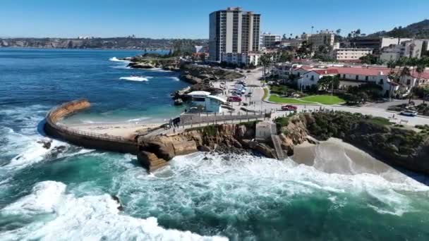 Kaliforniya San Diego Jolla Plajı Coast City Peyzajı Seascape Sahili — Stok video