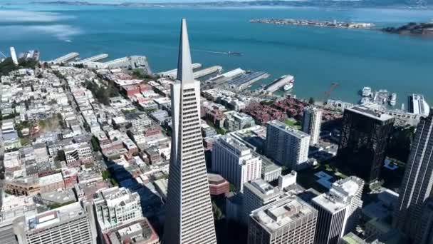 Transamerica Piramidi San Francisco Kaliforniya Şehir Merkezindeki Skyline Ulaşım Sahnesi — Stok video