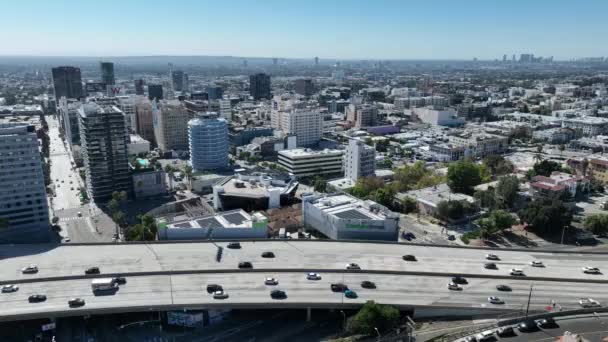 City Skyline Los Angeles Californië Verenigde Staten Hollywood Boulevard Landschap — Stockvideo