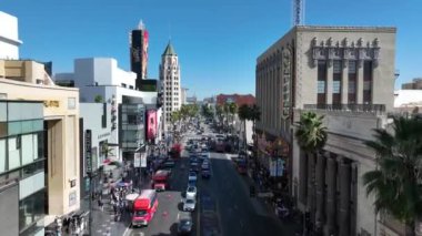 Hollywood Bulvarı Los Angeles 'ta, Kaliforniya' da. Hollywood Bulvarı manzarası. Eğlence Sahnesi. Hollywood Bulvarı Los Angeles 'ta Kaliforniya' da.