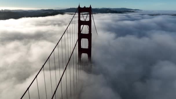 Туман Мосту Золотые Ворота Сан Франциско Калифорния Сша Архитектура Высотных — стоковое видео