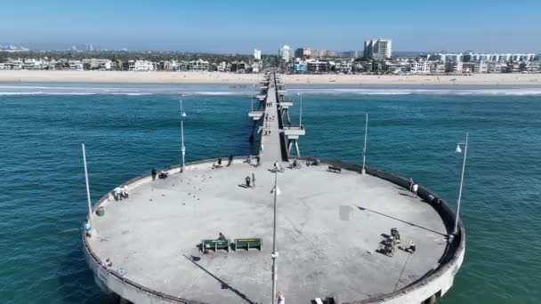 Venice Pier Los Angeles Californië Verenigde Staten Paradisiac Beach Scenery — Stockvideo