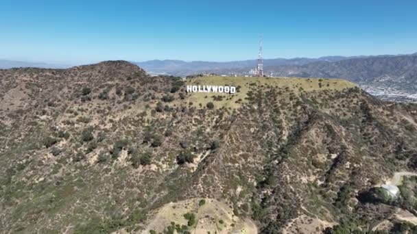好莱坞在洛杉矶的签名 山地标场景 著名的风景 好莱坞在洛杉矶的签名 — 图库视频影像