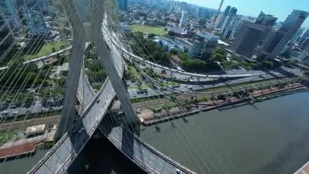 Γέφυρα Καλωδίων Στο Σάο Πάολο Στο Σάο Πάολο Της Βραζιλίας — Αρχείο Βίντεο