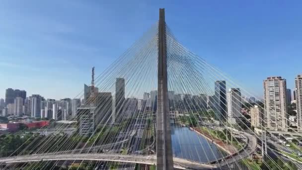 Кабель Зупинився Міст Paulo Сан Паулу Бразилія Центральний Міст Дорога — стокове відео