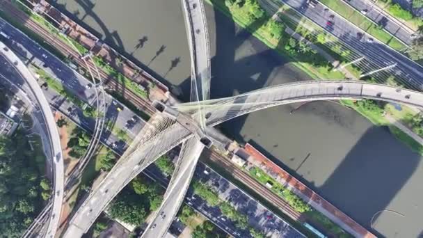 Sao Paulo Brezilya Daki Paulo Kablo Kaldı Köprüsü Şehir Merkezi — Stok video