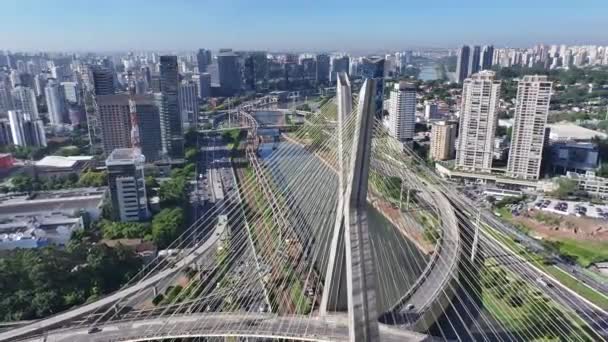 Ponte Cabo São Paulo Paulo Brasil Ponte Cityscape Estrada Trânsito — Vídeo de Stock