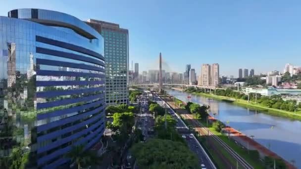 Droga Pinheiros Paulo Sao Paulo Brazylia Śródmiejski Time Lapse Słynny — Wideo stockowe