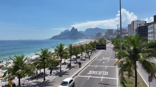 Stranden Ipanema Vid Rio Janeiro Rio Janeiro Brasilien Strandlandskap Idylliska — Stockvideo