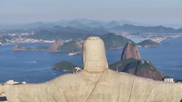 Cristo Redentor Río Río Janeiro Brasil Montaña Corcovado Sugarloaf Hill — Vídeo de stock