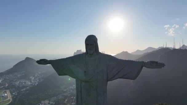Christus Der Erlöser Rio Janeiro Brasilien Corcovado Helle Skyline Rio — Stockvideo