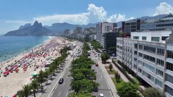 Strand Van Ipanema Rio Janeiro Rio Janeiro Brazilië Strand Landschap — Stockvideo