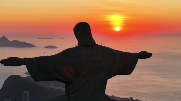 Cristo Redentor Rio Rio Janeiro Brasil Montanha Corcovado Pão Açúcar — Vídeo de Stock