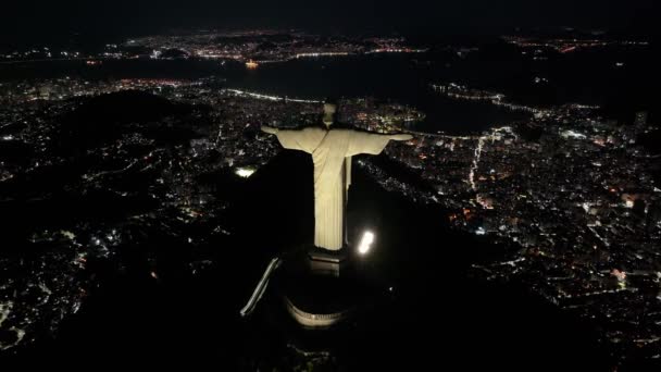 Cristo Redentore Rio Rio Janeiro Brasile Montagna Del Corcovado Paesaggio — Video Stock