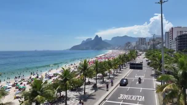 Playa Ipanema Rio Janeiro Rio Janeiro Brasil Paisaje Playa Escenario — Vídeo de stock