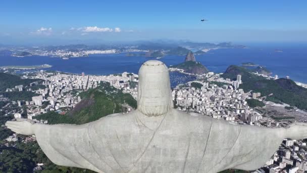 Christ Redeemer Rio Rio Janeiro Brazil Corcovado Mountain Sugarloaf Hill — Stock Video