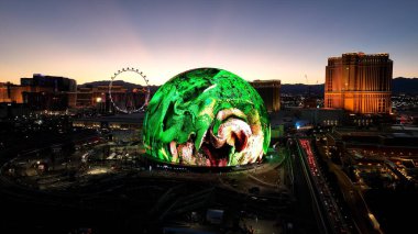 Las Vegas Sphere Nevada 'da Las Vegas' ta. Meşhur Gece Manzarası. Eğlence Mekanı. Las Vegas Küresi Nevada 'da Las Vegas' ta.