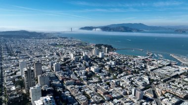 Kaliforniya 'da San Francisco' da panoramik manzara. Highrise İnşaat Mimarisi. Turizm Seyahati. San Francisco 'da Panoramik Manzara ABD Kaliforniya' da.