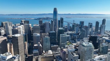 Kaliforniya, San Francisco 'da şehir merkezi. Highrise İnşaat Mimarisi. Turizm Seyahati. San Francisco 'da şehir merkezi. Kaliforniya' da..