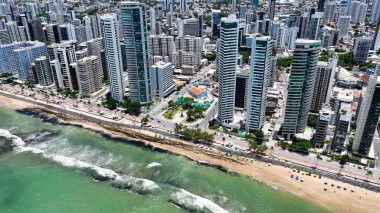 Pernambuco Brazil Recife 'deki Boa Viagem Kilisesi. Şehir peyzajı. Şehir Bölgesi. Şehir merkezi arka planı. Metropole Binaları. Recife Pernambuco Brezilya 'daki Boa Viagem Kilisesi.