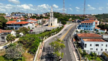 Aracaju Sergipe. Aracaju Brezilya. Brezilya 'nın Aracaju başkenti Sergipe' deki Santo Antonio Kilisesi 'nin panoramik manzarası. Seyahat yerleri. Brezilya Kuzeydoğu. Şehir merkezindeki hava manzarası.