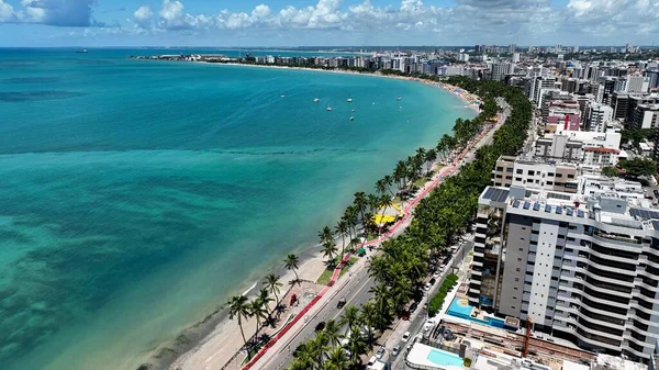 Brezilya 'nın Maceio Alagoas kasabası. Kuzeydoğu Brezilya 'nın tarihi plajı. Tropik seyahat. Tatil beldeleri. Turizm simgesi.