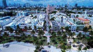 Miami Beach Florida 'da. Miami Beach Birleşik Devletleri. Florida Eyaletindeki Miami Beach sahil manzaralı. Seyahat yerleri. Tatiller.