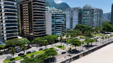 Coast Buildings At Sao Conrado Beach In Rio De Janeiro Brazil. Travel Destination. Tourism Scenery. Coast Buildings Architecture At Sao Conrado Beach In Rio De Janeiro Brazil.