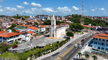 Aracaju Sergipe. Aracaju Brezilya. Brezilya 'nın Aracaju başkenti Sergipe' deki Santo Antonio Kilisesi 'nin panoramik manzarası. Seyahat yerleri. Brezilya Kuzeydoğu. Şehir merkezindeki hava manzarası.