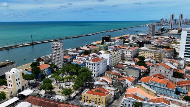Pernambuco Brezilya 'daki Recife Meydanı' nda. Şehir peyzajı. Şehir merkezi arka planı. Şehir Bölgesi. Metropolis Binaları. Recife Pernambuco Brezilya 'daki Sıfır Noktası.
