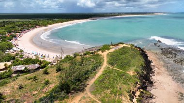 Rio Grande do Norte Brazil 'deki Sault Gölü' nde Manzaralı Göl. Riverside Manzarası. Kırsal arka plan. Gölet Doğa. Rio Grande do Norte Brezilya 'daki Sault Gölü' nde Manzaralı Göl.