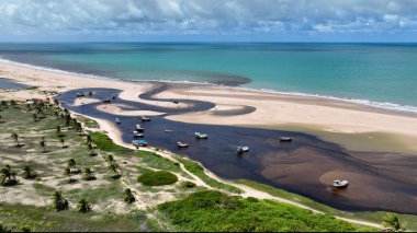 Rio Grande do Norte Brazil 'deki Touros' taki Sault Pond Plajı. Deniz Burnu Manzarası. Sahil Kumulu. Güzel Doğa. Rio Grande do Norte Brezilya 'daki Touros' taki Sault Pond Plajı.