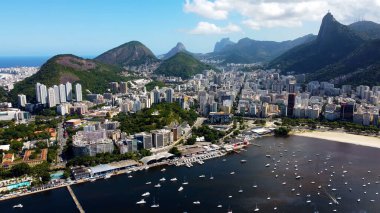 Rio de Janeiro Brezilya 'nın panoramik hava manzarası. Uluslararası seyahat simgesi. Tatil yeri
