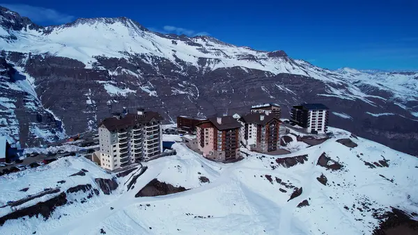 Σαντιάγο Χιλή Χιονοδρομικό Κέντρο Στα Χιονισμένα Βουνά Των Άνδεων Κοντά Φωτογραφία Αρχείου