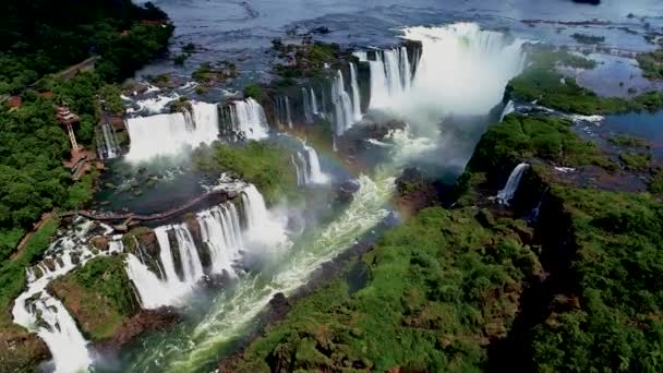 Iguazu Falls Misiones Argentina Waterfall Water Flowing Cascade Misiones Argentina — Stock Video